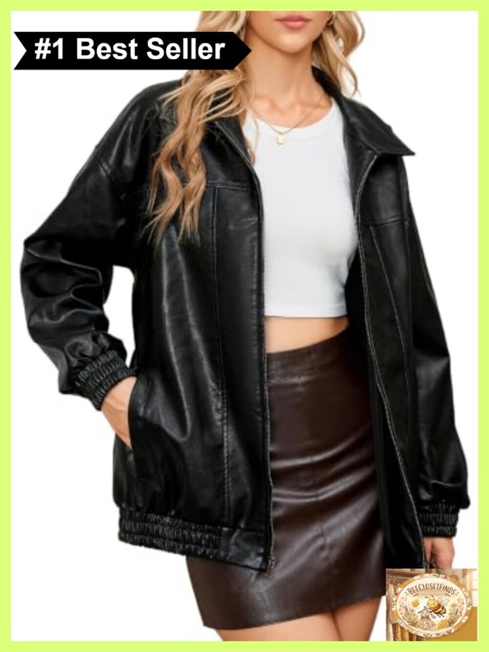 Faux Leather Zip Ribbed Oversized Trench Coat Winter Warm Long Coat